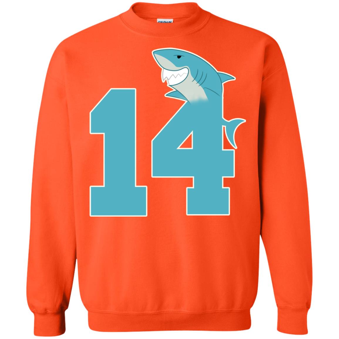 14th Birthday Shark Party Shirt Orange