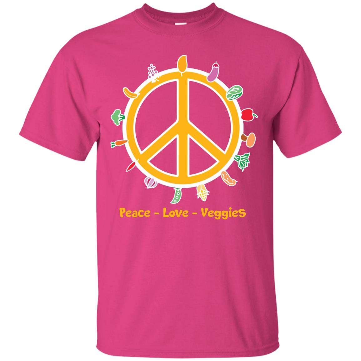 Vegetarian T-shirt Peace Love Veggies Heliconia