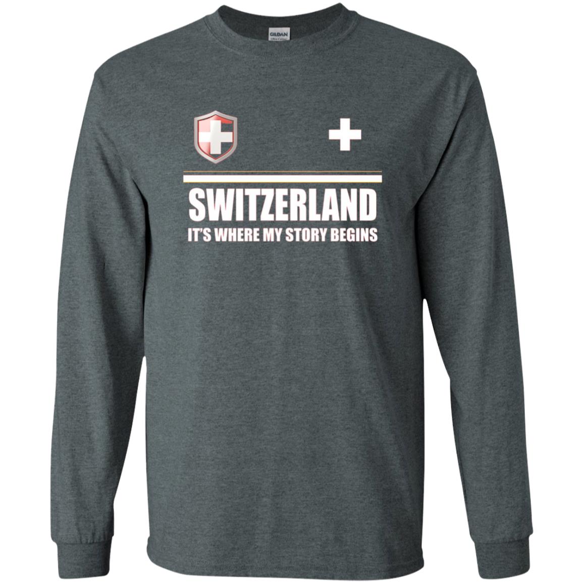 Swiss T-shirt Switzerland Flag T-shirt Dark Heather