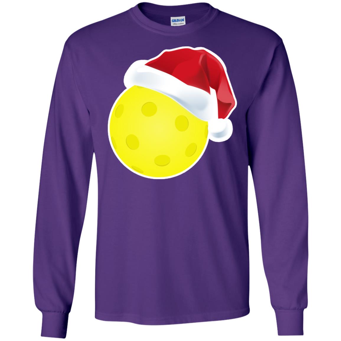 Pickleball With Santa Claus Hat X-mas Shirt For Pickleball Lovers Purple