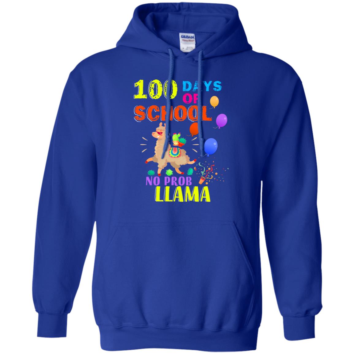 100 Days Of School No Probllama Shirt Royal