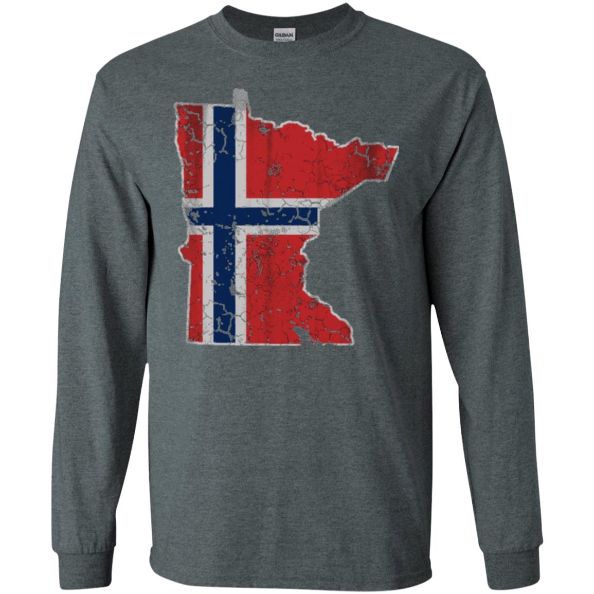 Minnesota Norwegian American Norge Norway Flag T-shirt Dark Heather