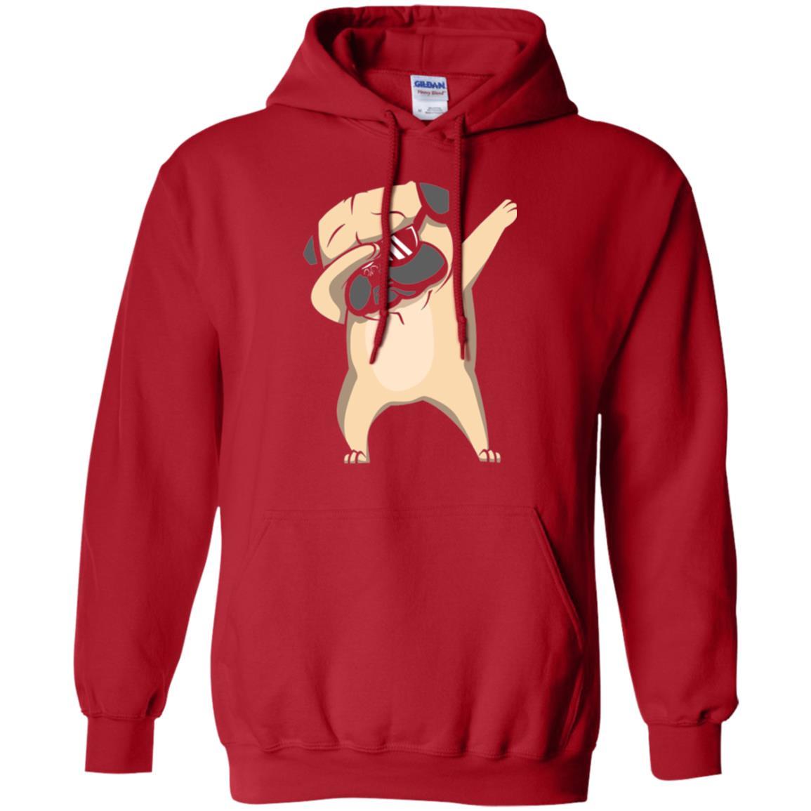 Dog Lover T-shirt Dabbing Pug T-shirt Red