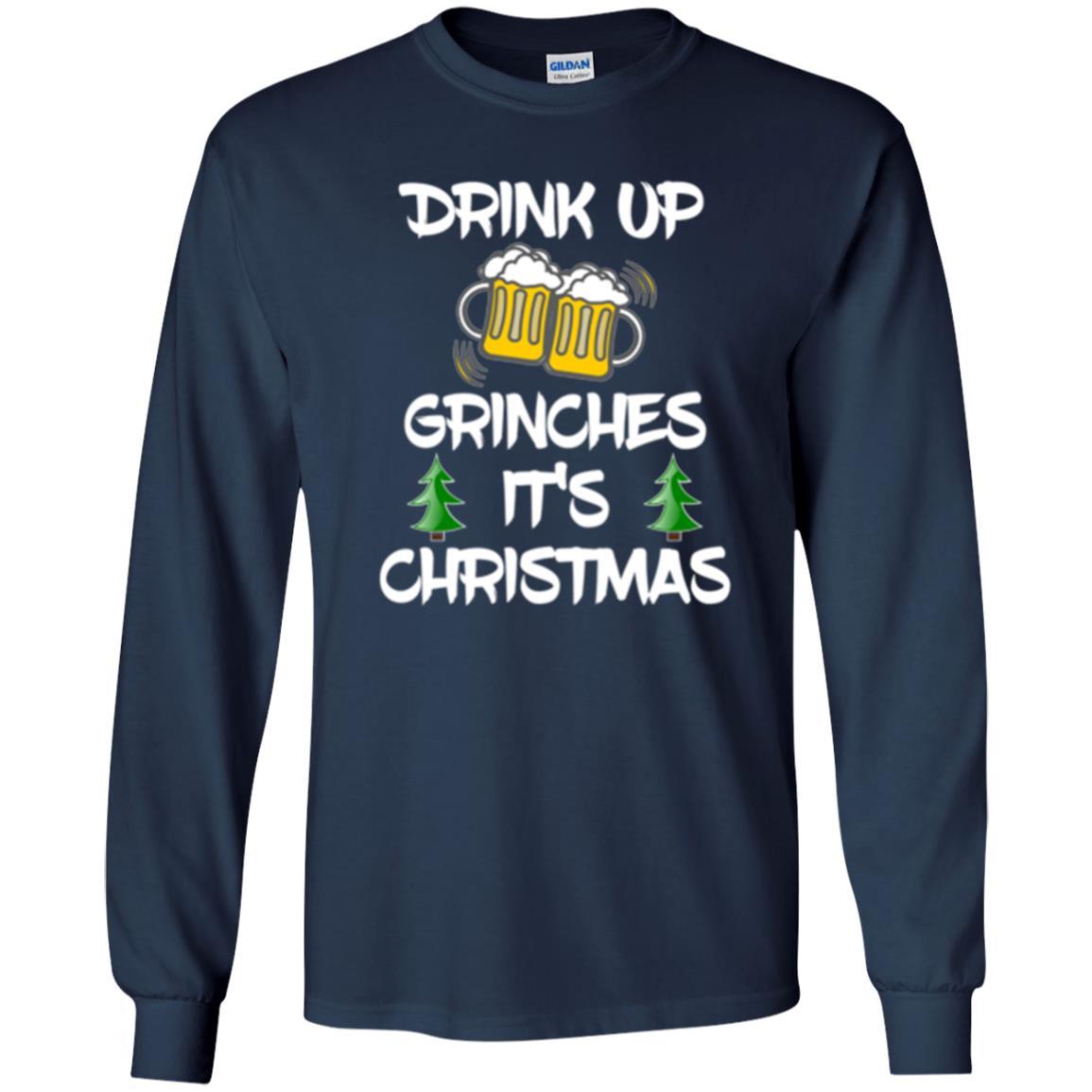 Beer Lover T-shirt Drink Up Beer Grinches It's Christmas Navy
