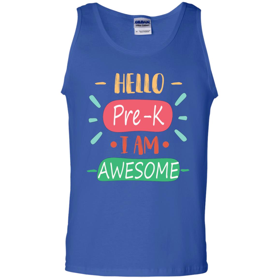 Hello Pre-k Grade I Am Awesome Pre-k Back To School First Day Of School Shirt Royal