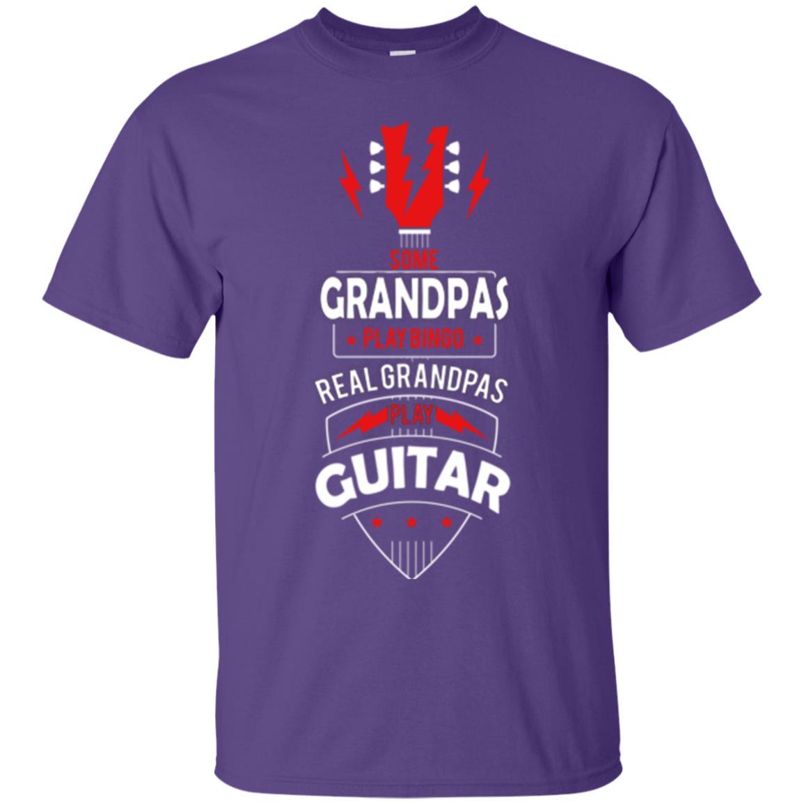 Papa T-shirt Some Grandpas Play Bingo Real Grandpas Play Guitar T-shirt Purple