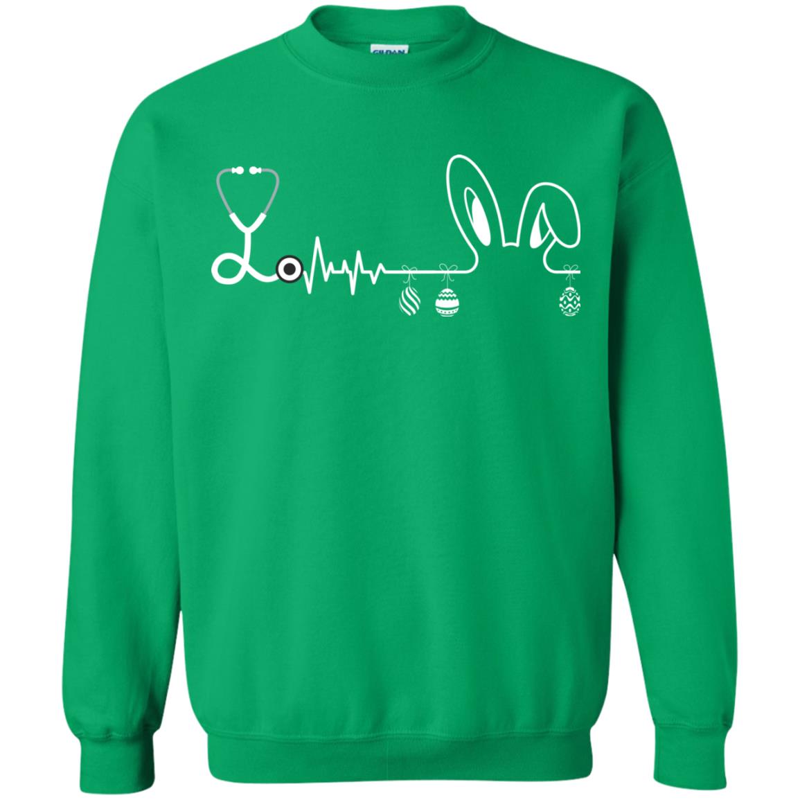 Easter Bunny Nurse Heartbeat T-shirt For Nursing Lover Irish Green