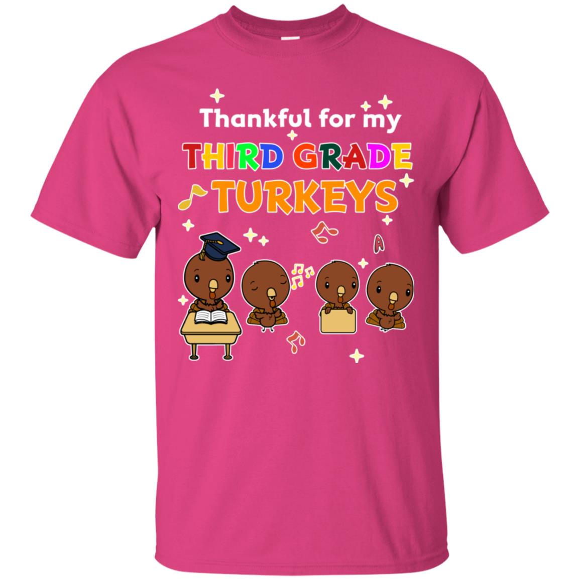 Thankful For My Third Grade Turkey Thanksgiving Shirt For 3rd Grade Teachers Heliconia