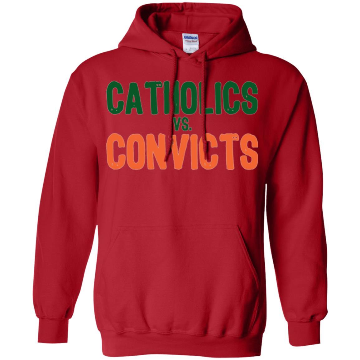 Football T-shirt Distressed Catholics Vs. Convicts 1988 Classic Red