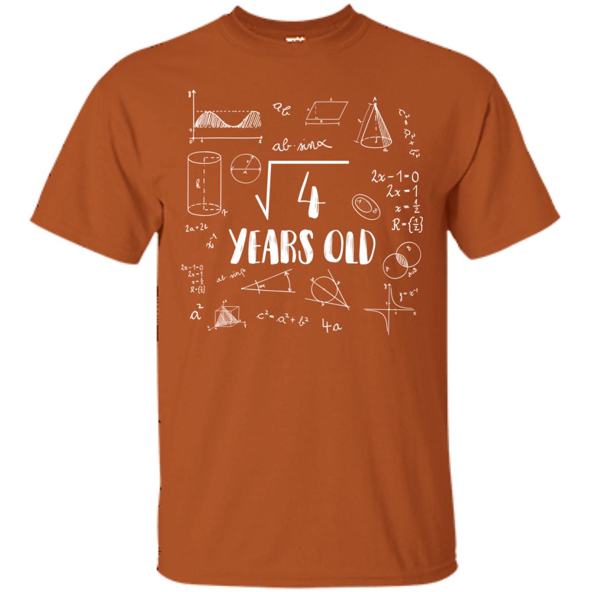 Square Root Of 4 2nd Birthday 2 Years Old Math T-shirt Texas Orange