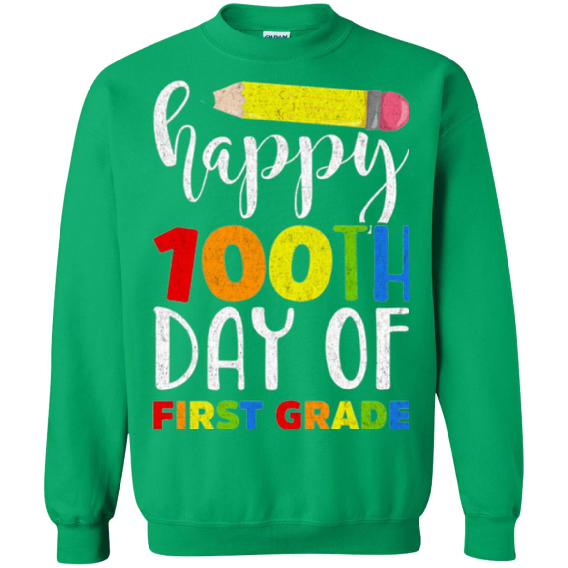 Children T-shirt Happy 100th Day Of First Grade Irish Green