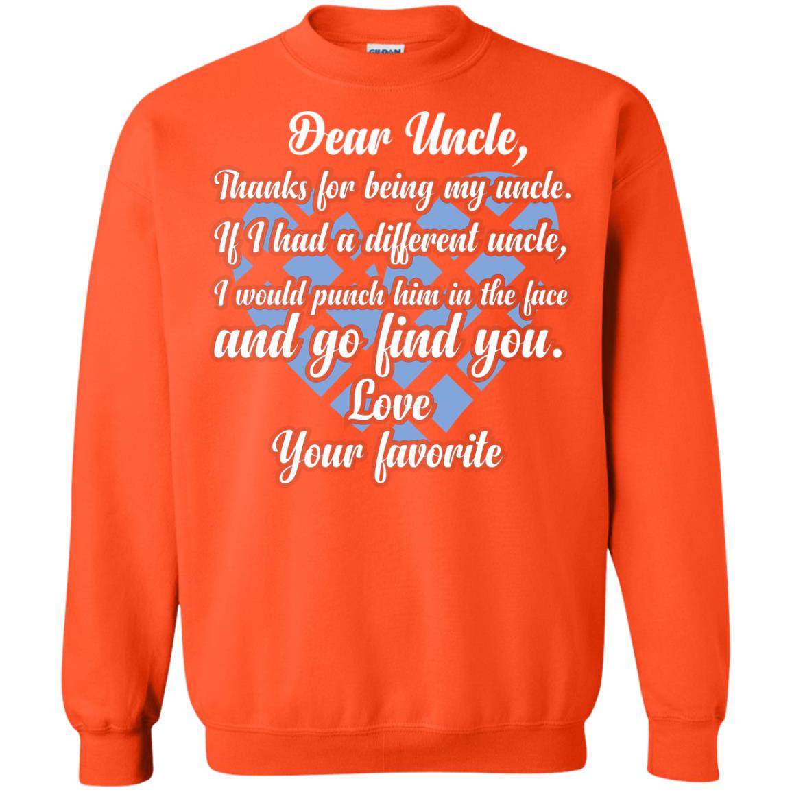 Dear Unclethank For Being My Uncle Family T-shirt Orange