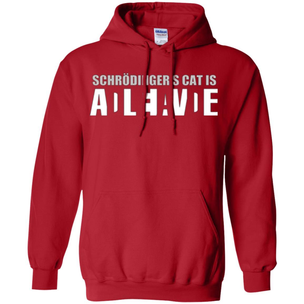 Science T-shirt Schrodinger's Cat Is Dead Or Alive Red