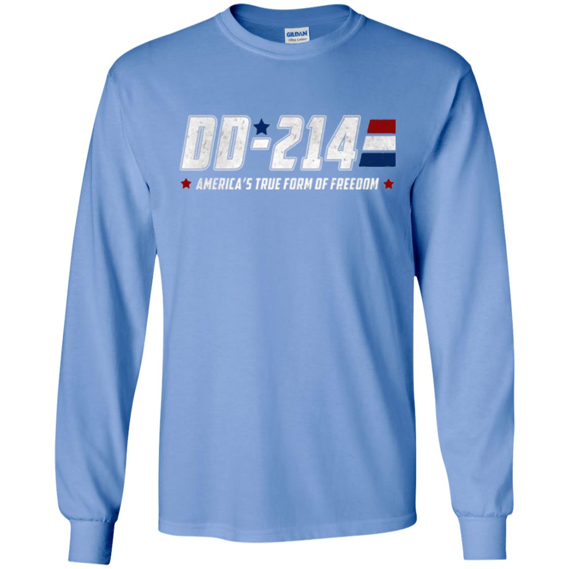 Military T-shirt Dd-214 America_s True Form Of Freedom Carolina Blue