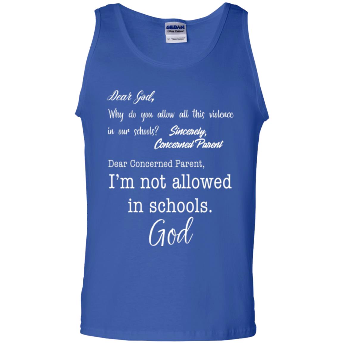Dear God Why Not Allowed In Schools Christian T-shirt Royal