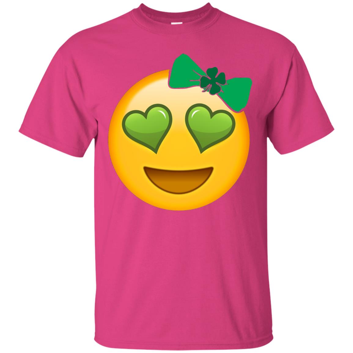 Emoji Green Heart Eyes Bow Saint Patricks Day Shirt For Girls Heliconia