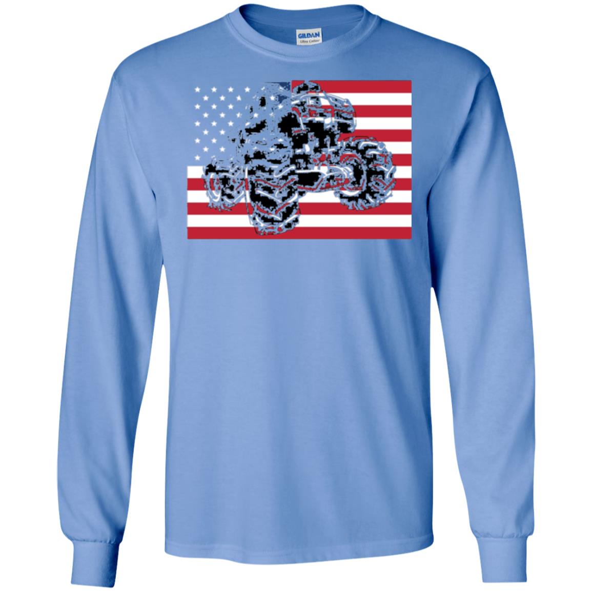 Trucking Lover T-shirt Usa Flag Big Monster Truck Carolina Blue