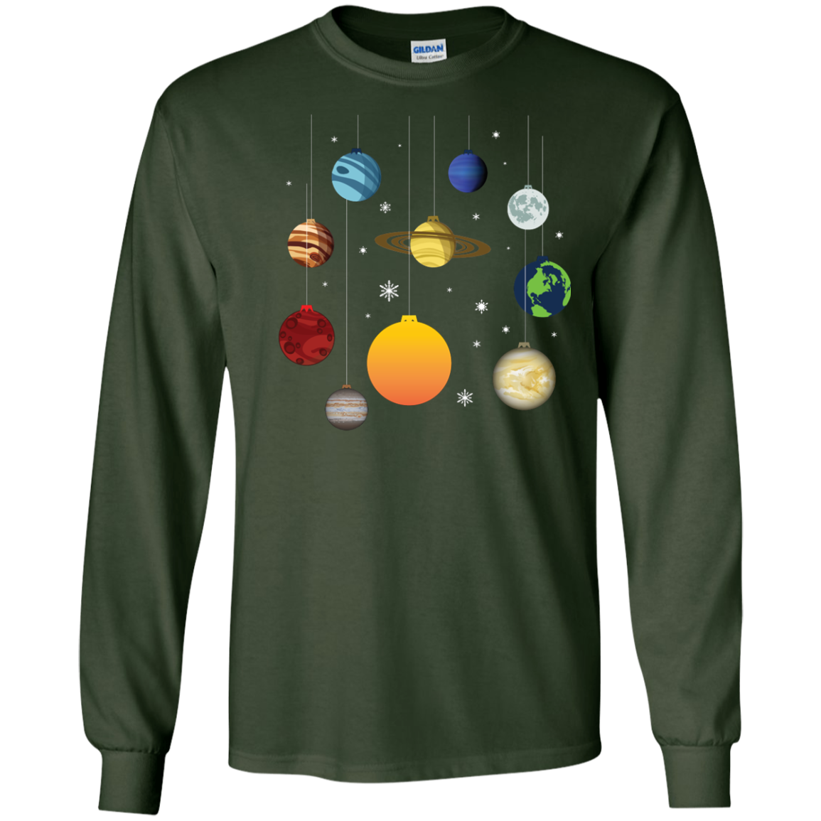 Christmas T-shirt Joy To Universe Christmas Forest Green