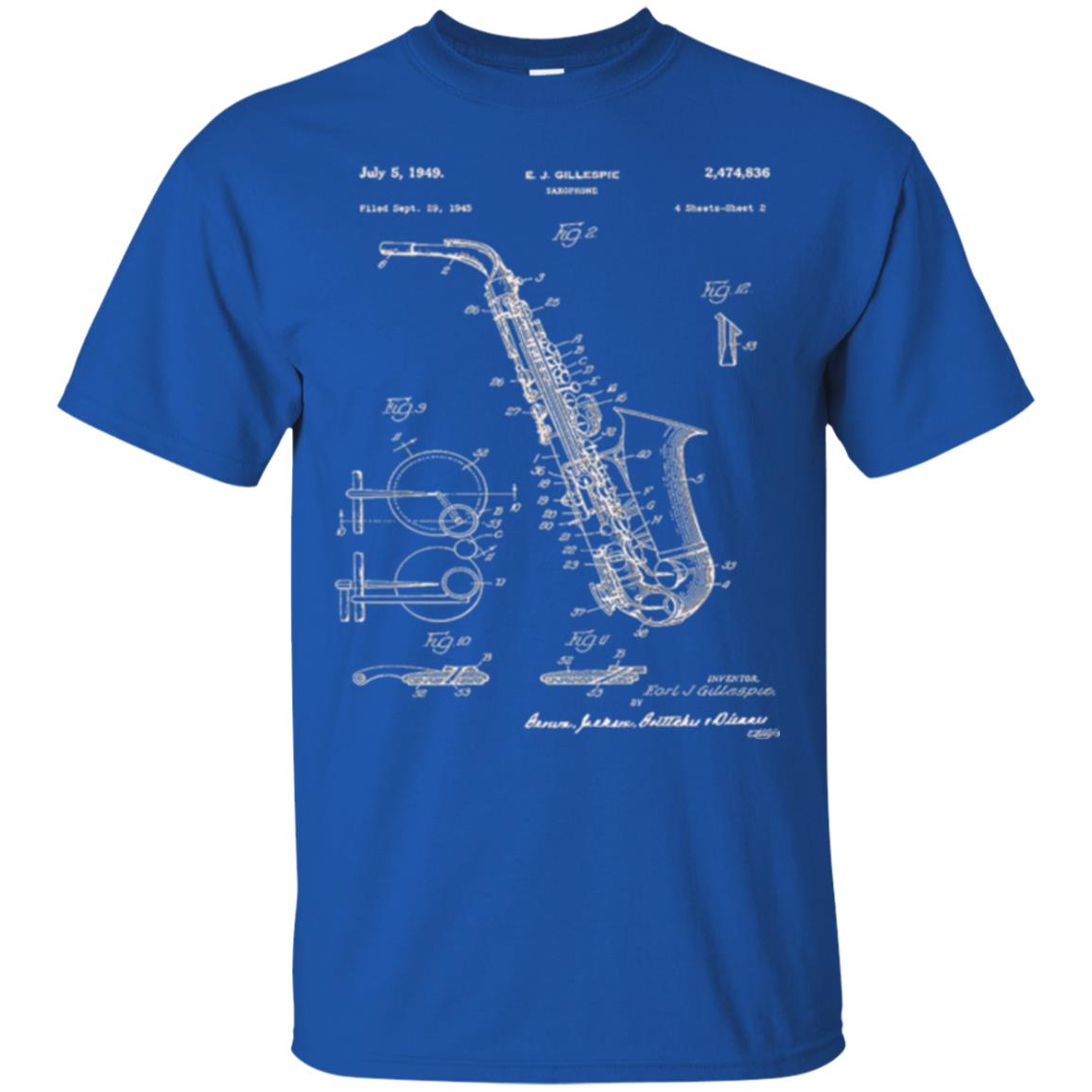 Saxophone Patent Graphic T-shirt Royal