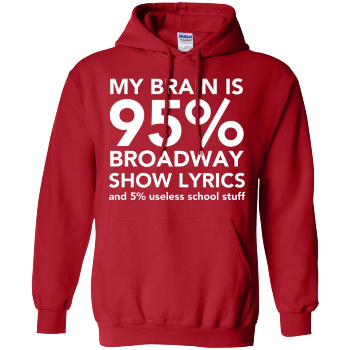Musical T-shirt My Brain Is 95_ Broadway Show Lyrics And 5_ Useless School Stuff Red