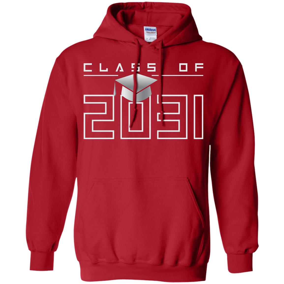 Class Of 2031 Kindergarten First Day Of School Graduate In 2031 Shirt Red