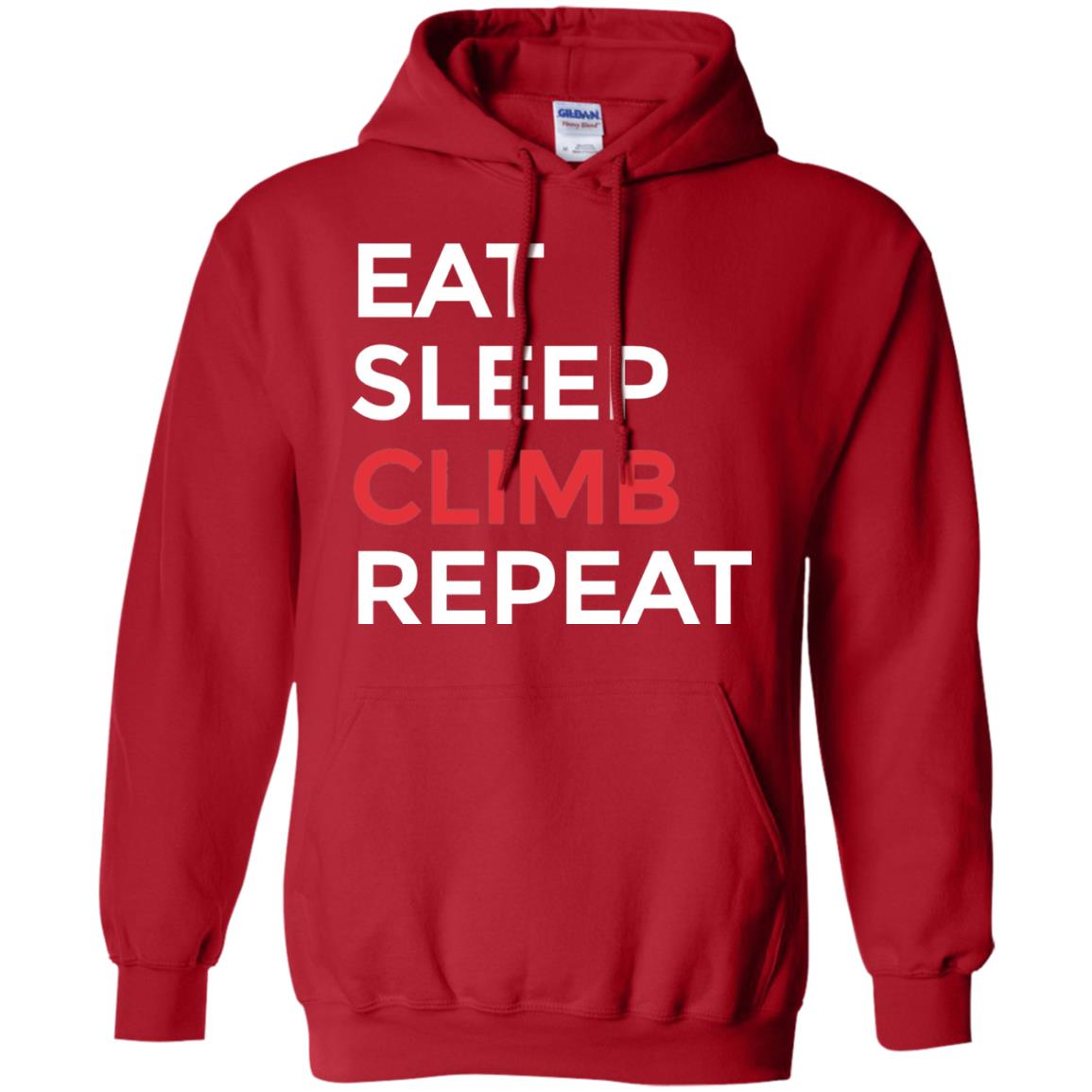 Eat Sleep Climb Repeat Mountain Climber Rock Climbing Shirt Red