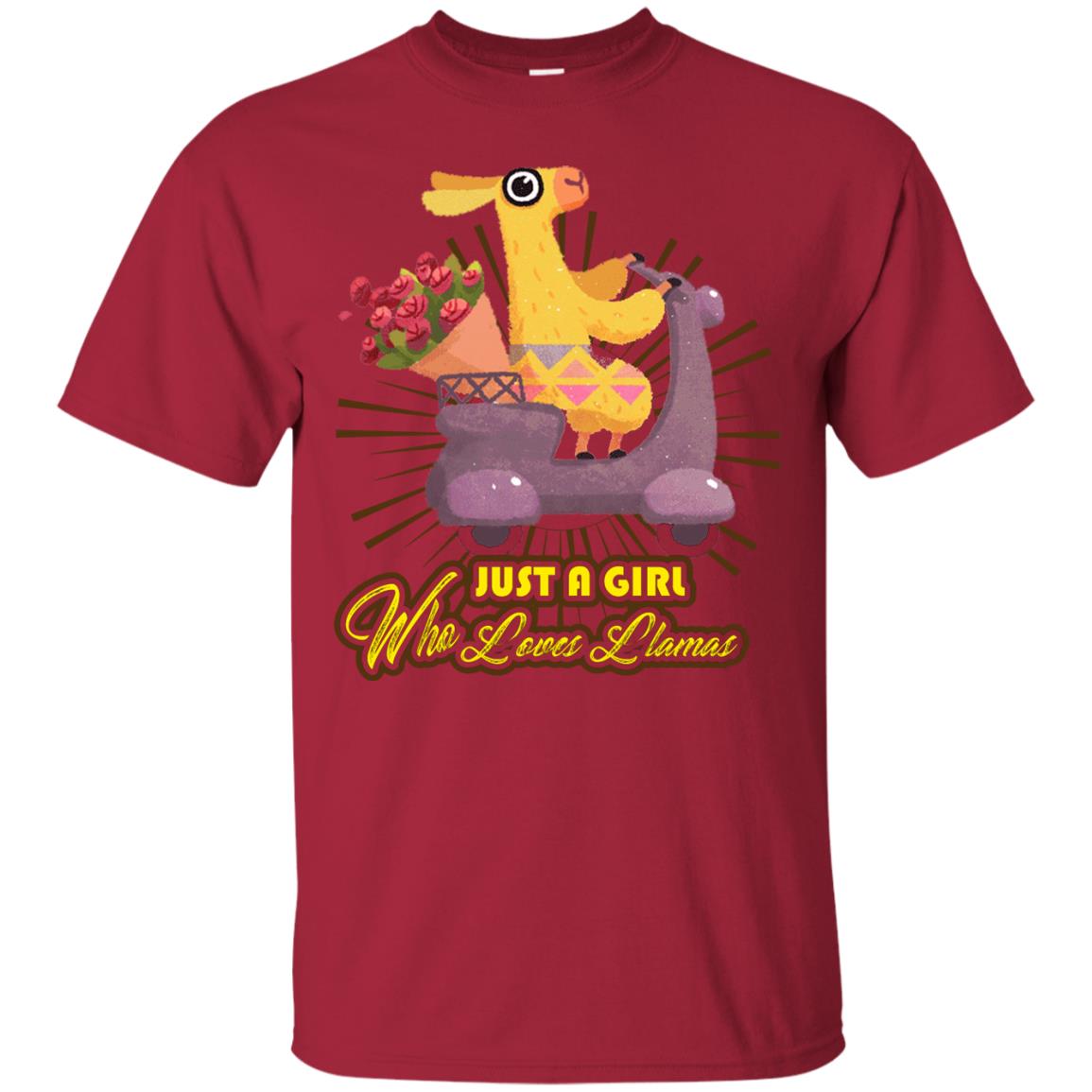 Just A Girl Who Loves Llamas Best Llama Gift Shirt For Girls Cardinal