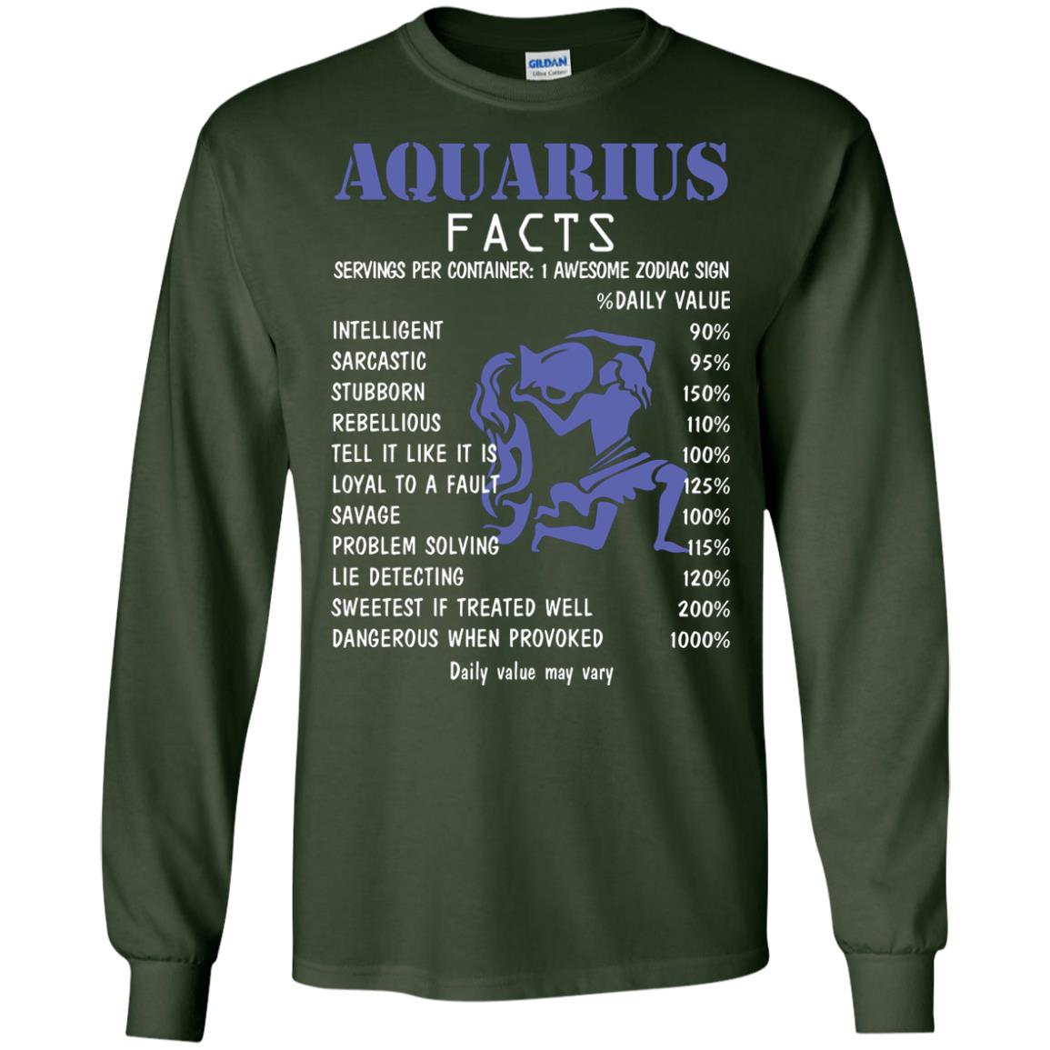 Aquarius Facts 1 Awesome Zodiac Sign Gift Shirt Fo Aquarius Horoscope Forest Green