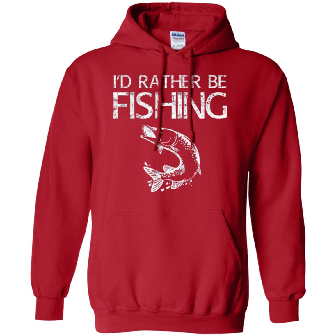 Funny Fisherman T-shirt I_d Rather Be Fishing Red