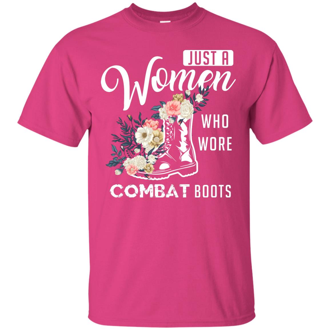 Just A Women Who Wore Combat Boots Female Veteran T-shirt Heliconia