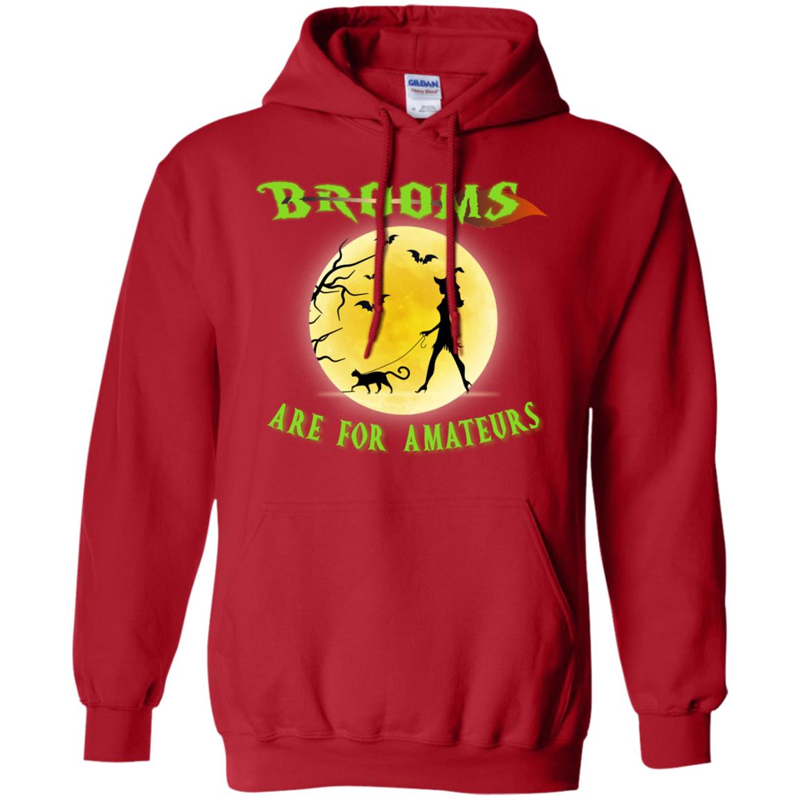 Brooms Are For Amateurs Witches Walk With Cat Funny Halloween Shirt Red