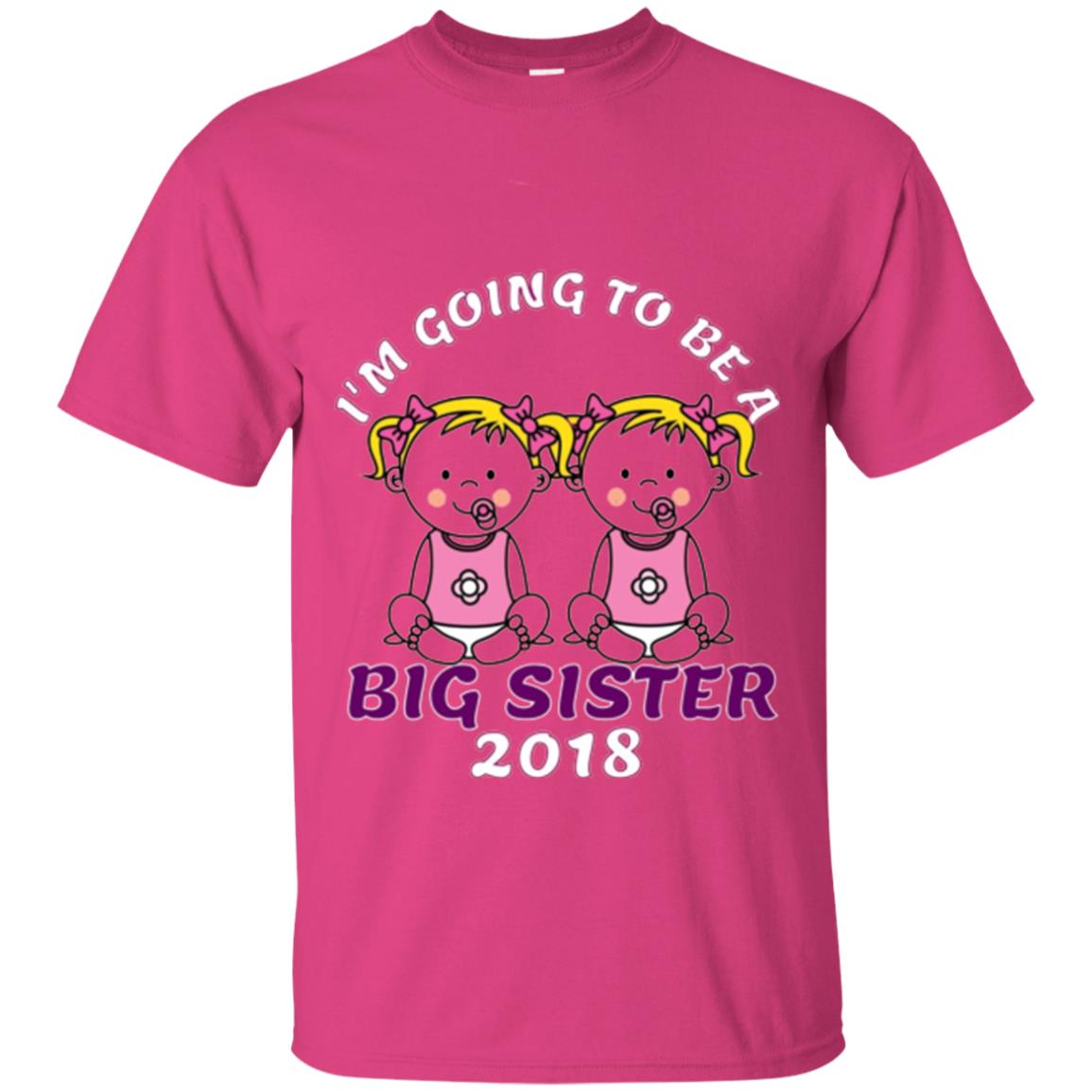 Family T-shirt I_m Going To Be A Big Sister Of Twins 2018 Heliconia