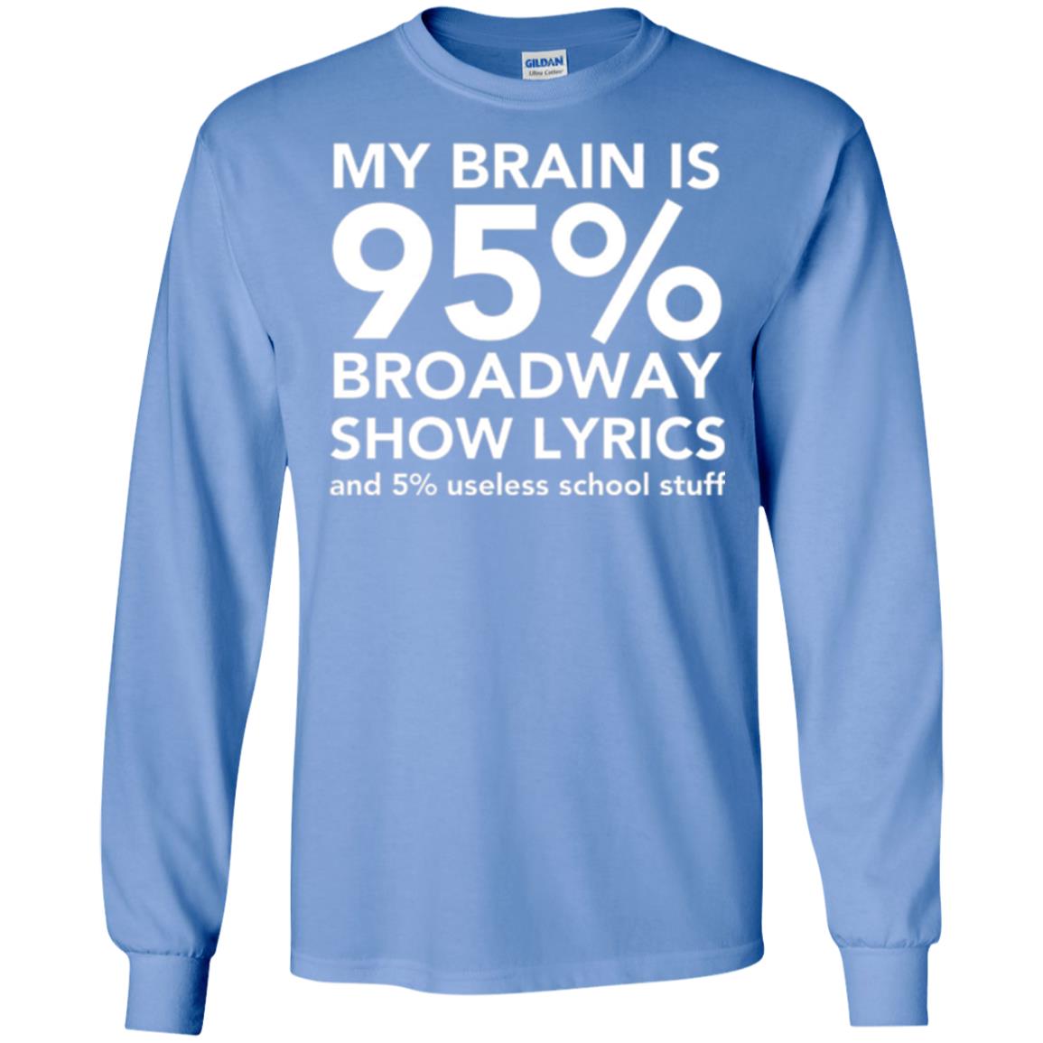 Musical T-shirt My Brain Is 95_ Broadway Show Lyrics And 5_ Useless School Stuff Carolina Blue