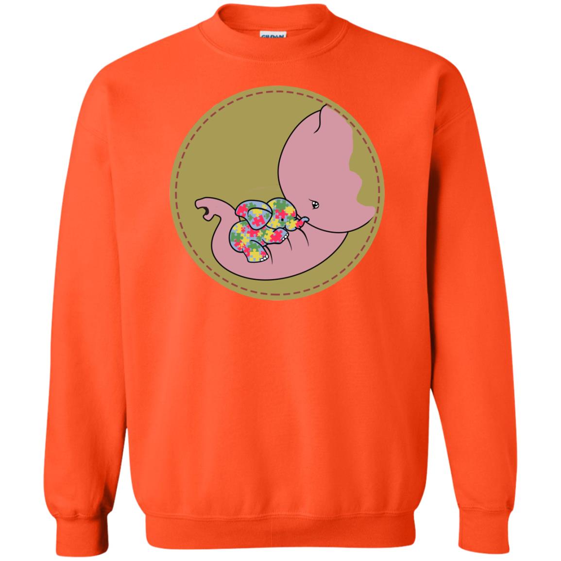 Elephant Mom And Baby Autism Awareness Shirt Orange