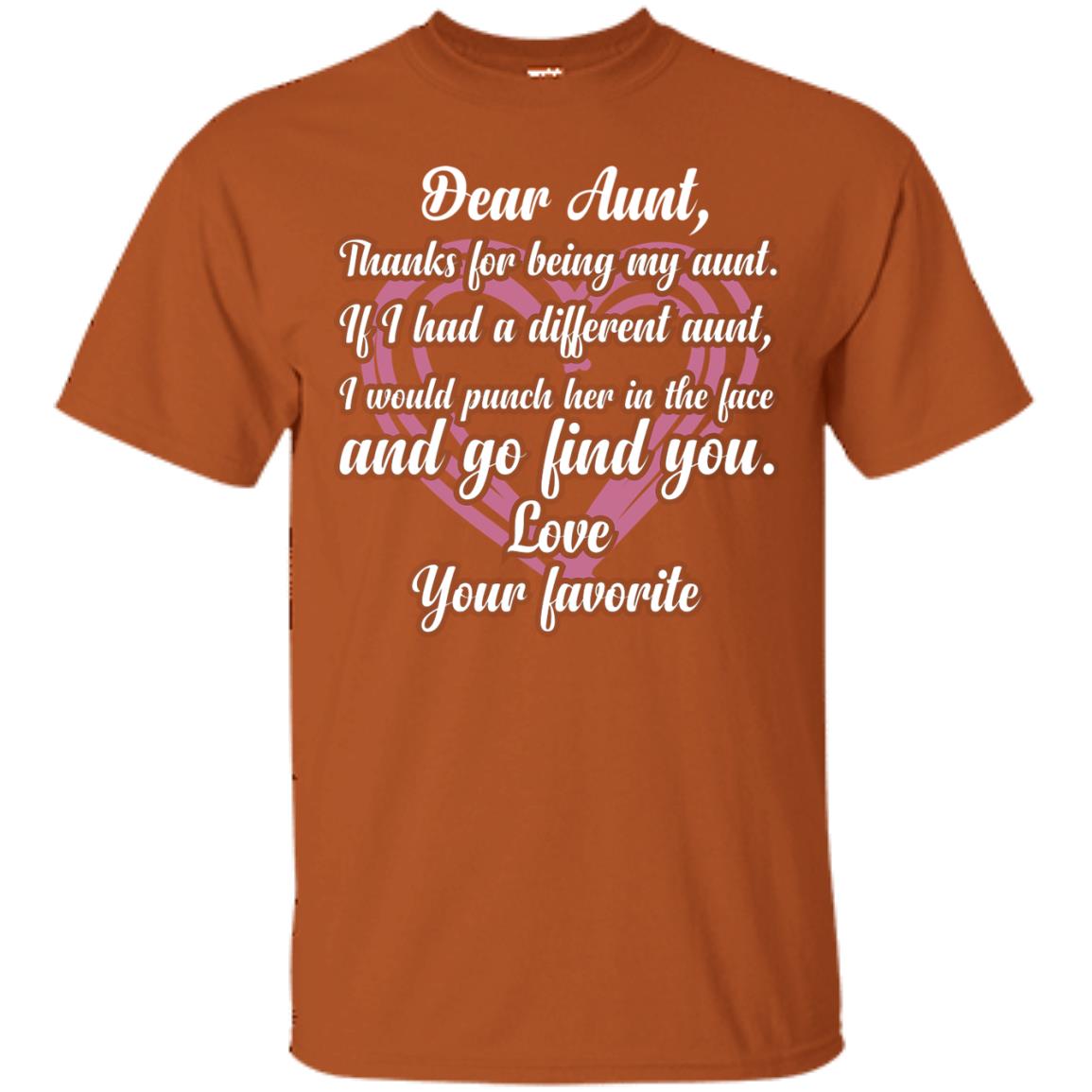 Dear Aunt Thank For Being My Aunt Family T-shirt Texas Orange