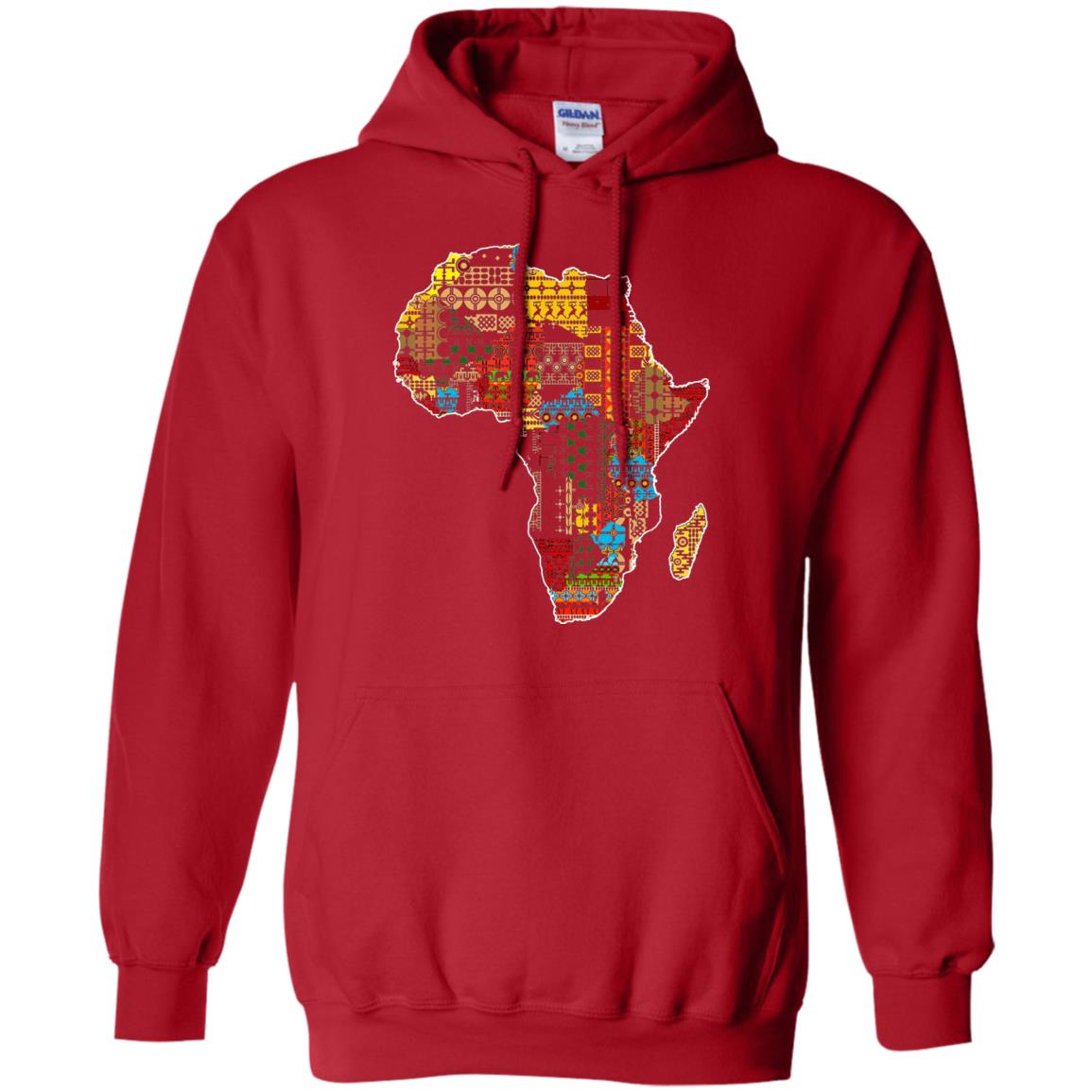African Pride Traditional Ethnic Pattern Africa Map Shirt Red