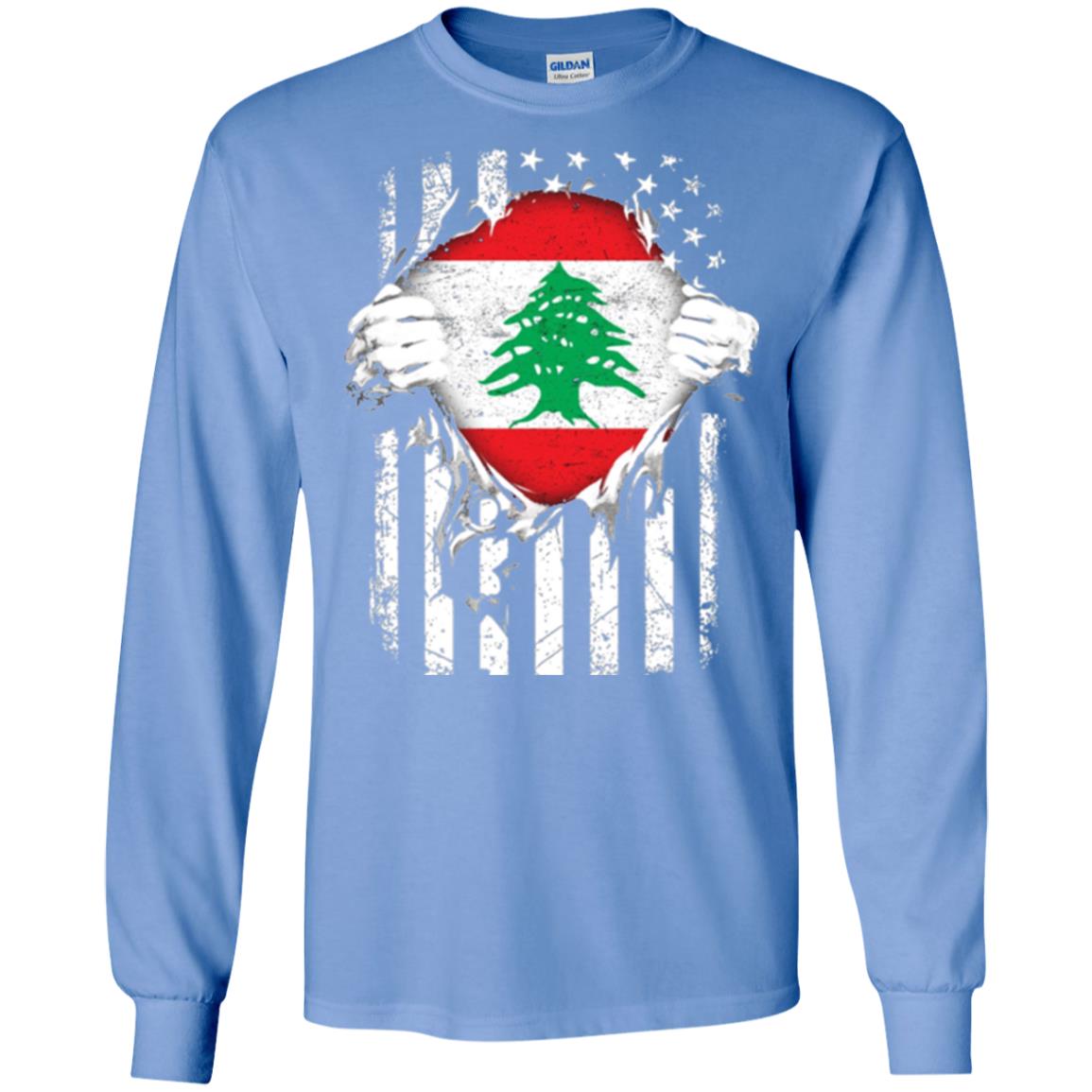 Super Lebanon Hearts American Patriot Flag Lebanese T-shirt Carolina Blue