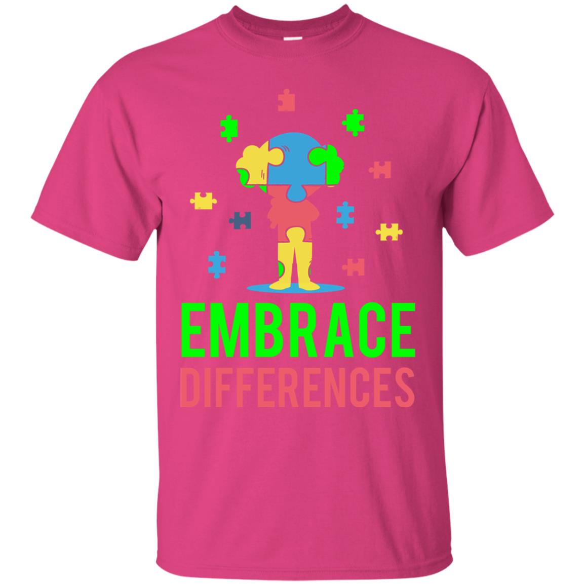 Autism Awareness T-shirt Embrace Differences Heliconia
