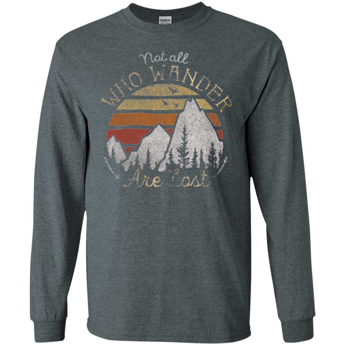 Gradient Mountain Gold T-shirt Not All Who Wander Are Lost Dark Heather
