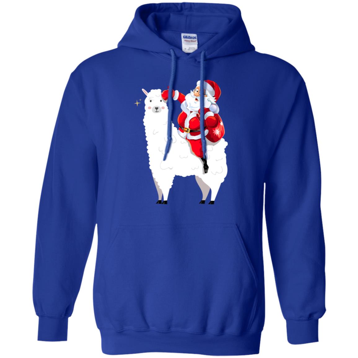 Alpaca Llama And Santa Claus X-mas Gift Shirt Royal