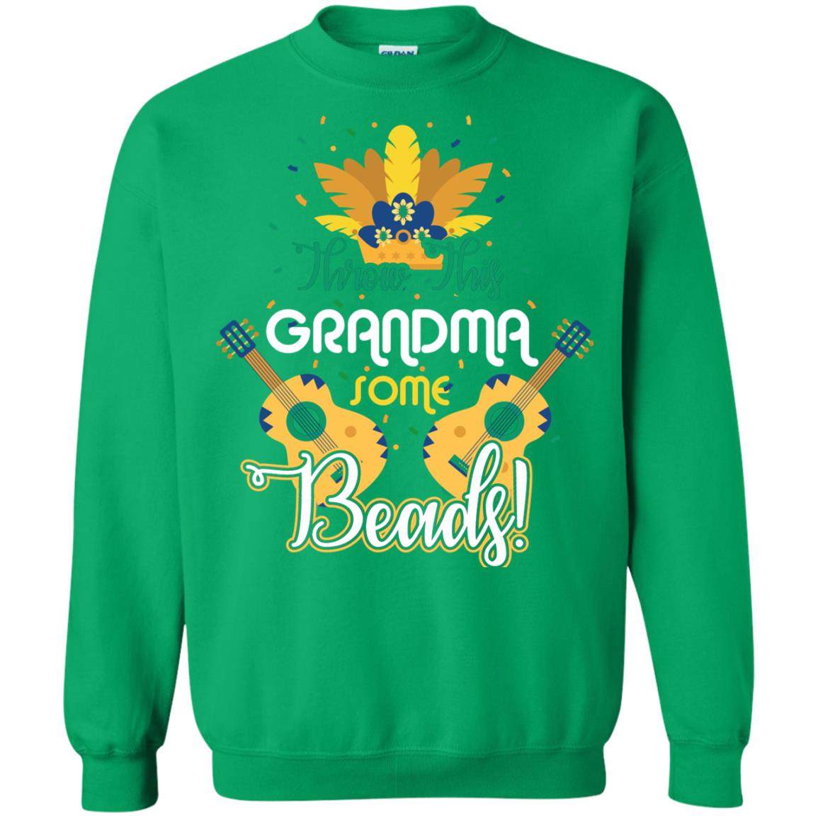 Mardi Gras T-shirt Throw This Grandma Some Beads Irish Green