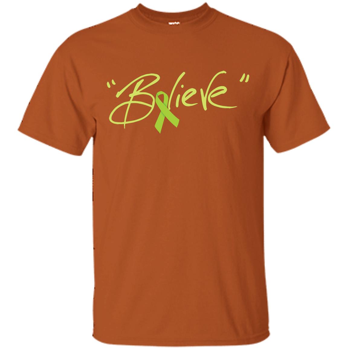 Lymphoma Symptoms Awareness Shirt Lime Ribbon Believe Texas Orange