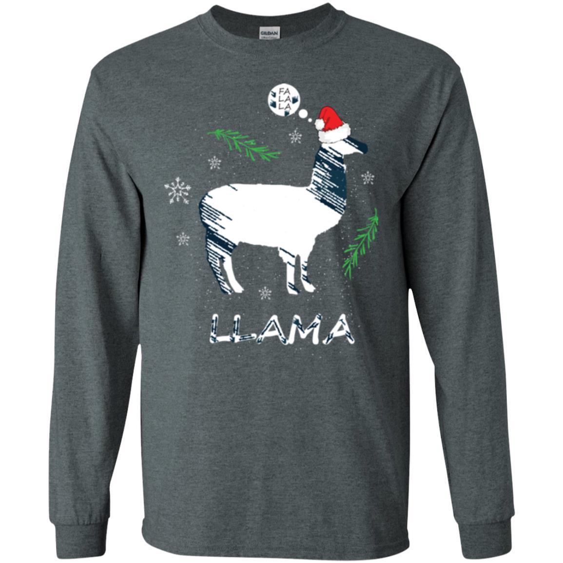 Christmas T-shirt Fa La La La Llama T-shirt Dark Heather