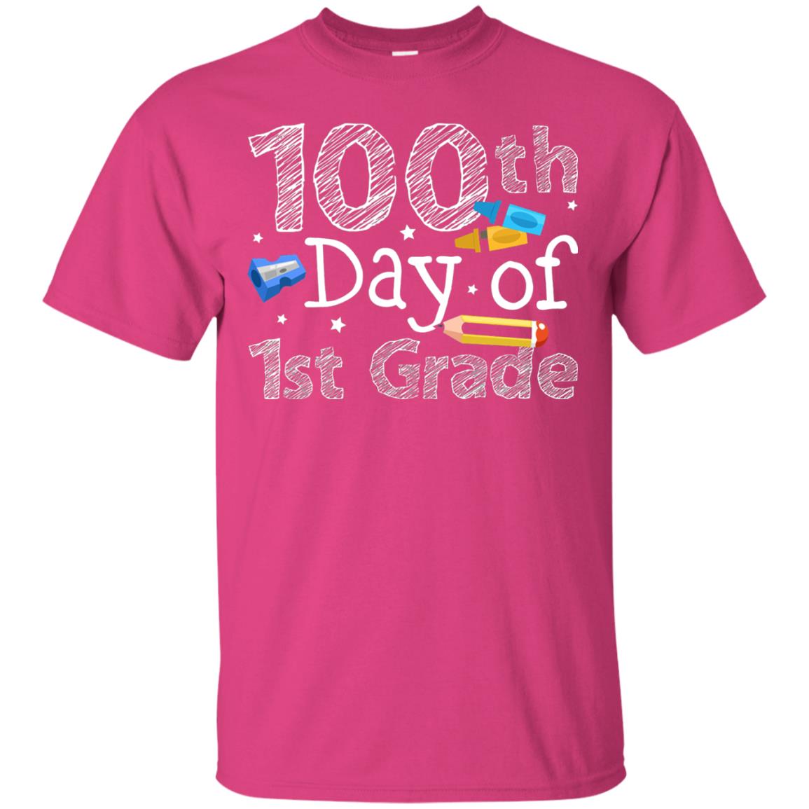 100th Day Of 1st Grade Kindergarten T-shirt Heliconia