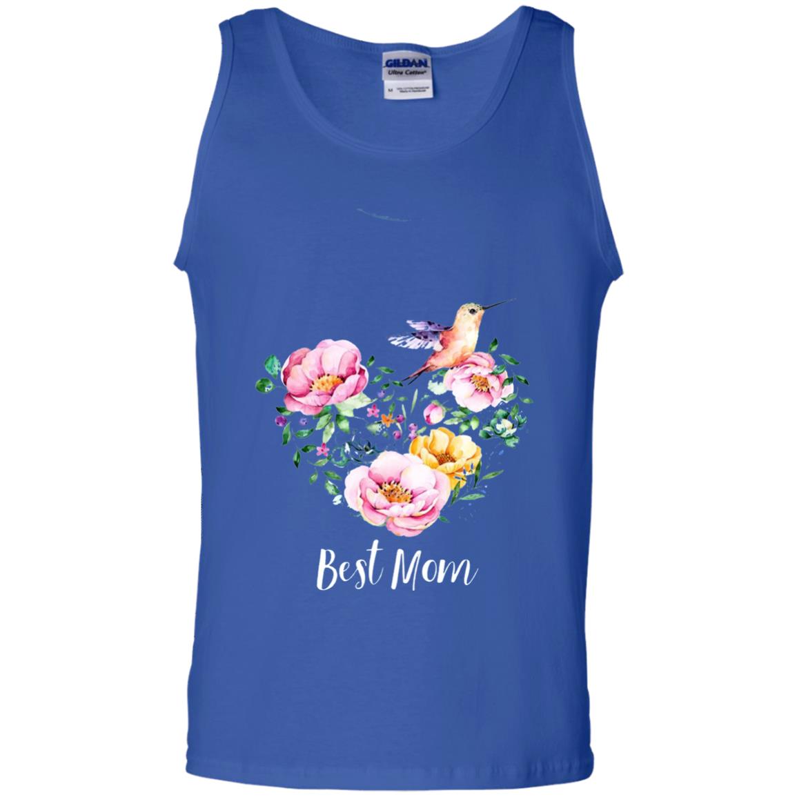 Best Mom Hummingbird Flower Heart Mommy Shirt Royal