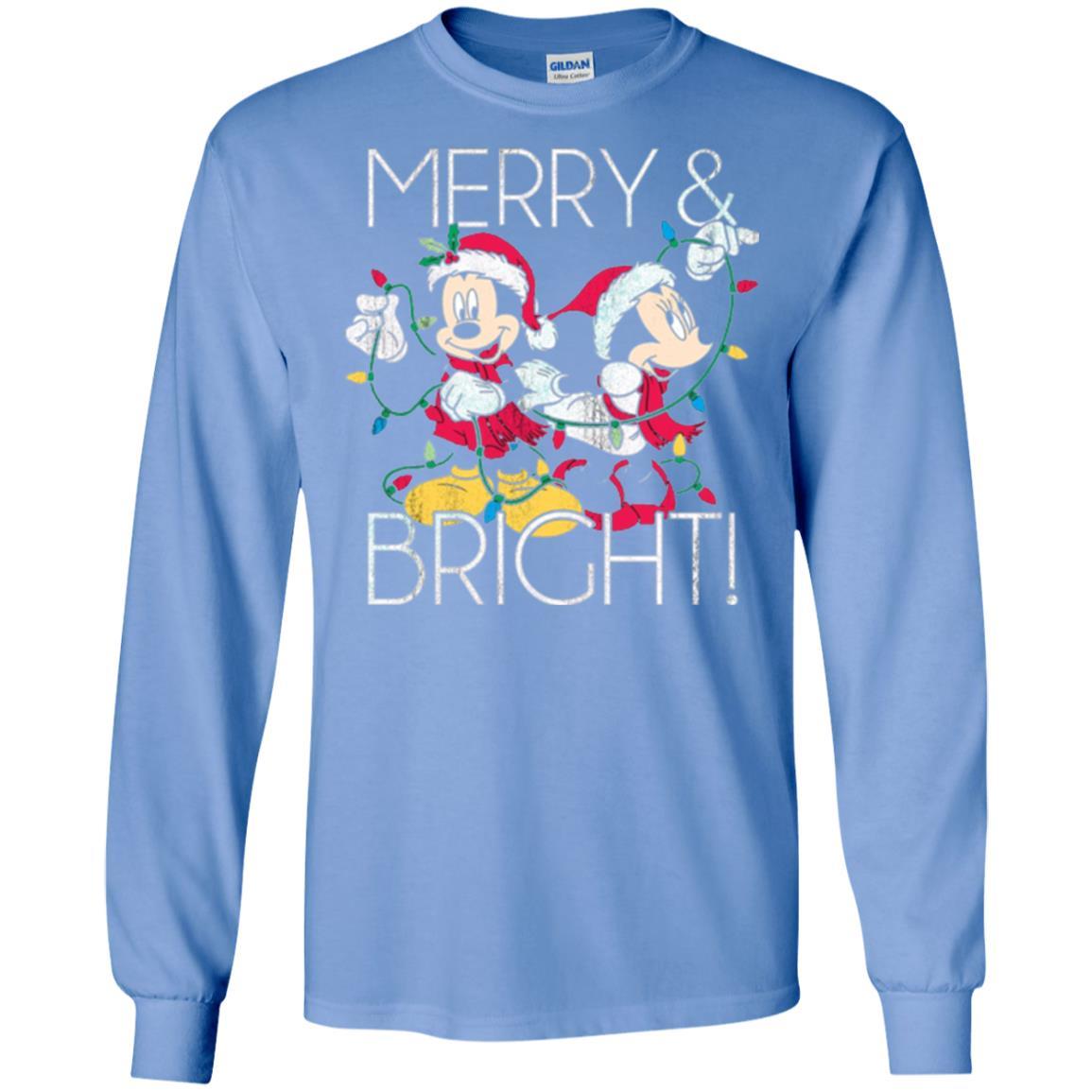 Disney Mickey Mouse T-shirt Merry And Bright Christmas Carolina Blue