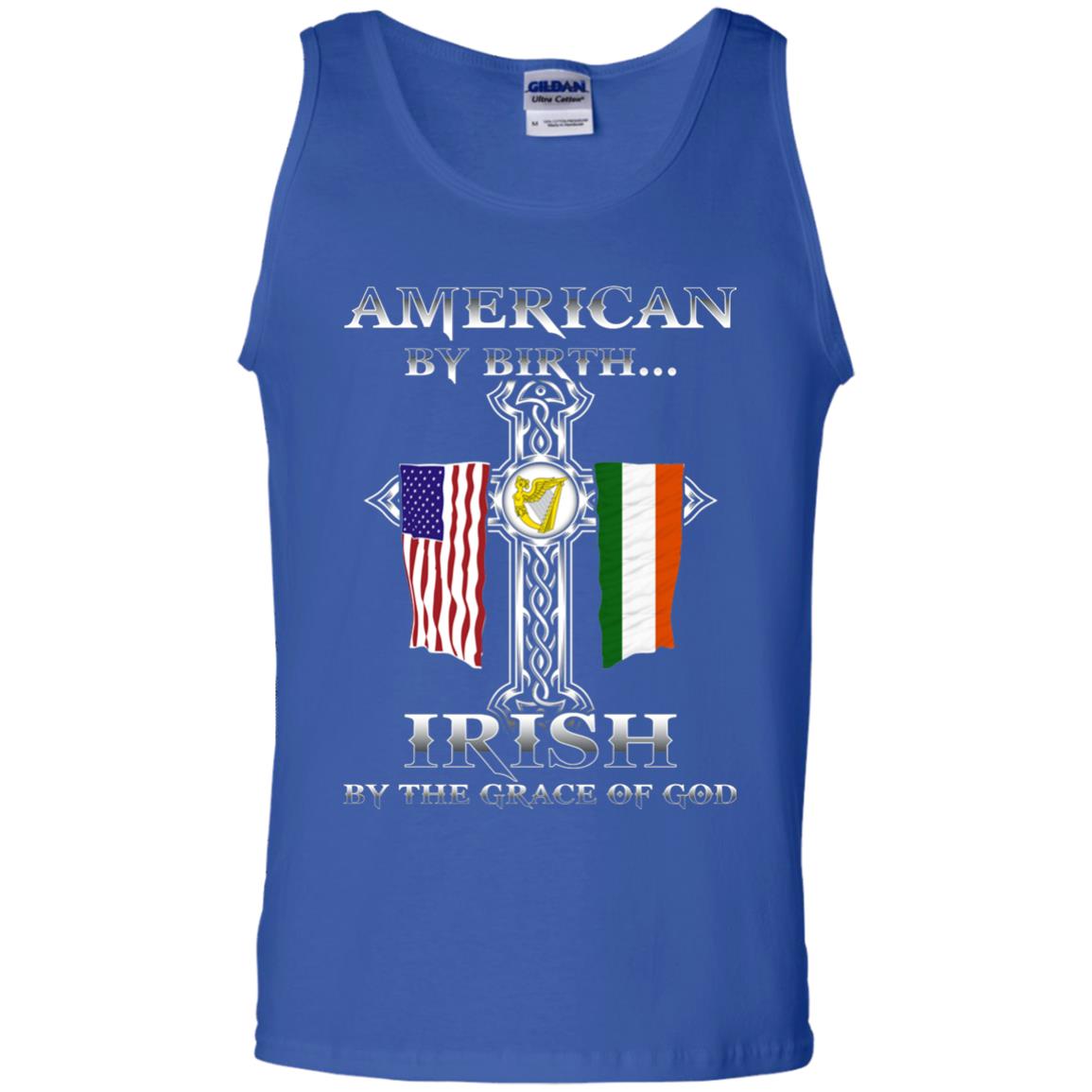American By Birth Irish By The Grace Of God T-shirt Royal