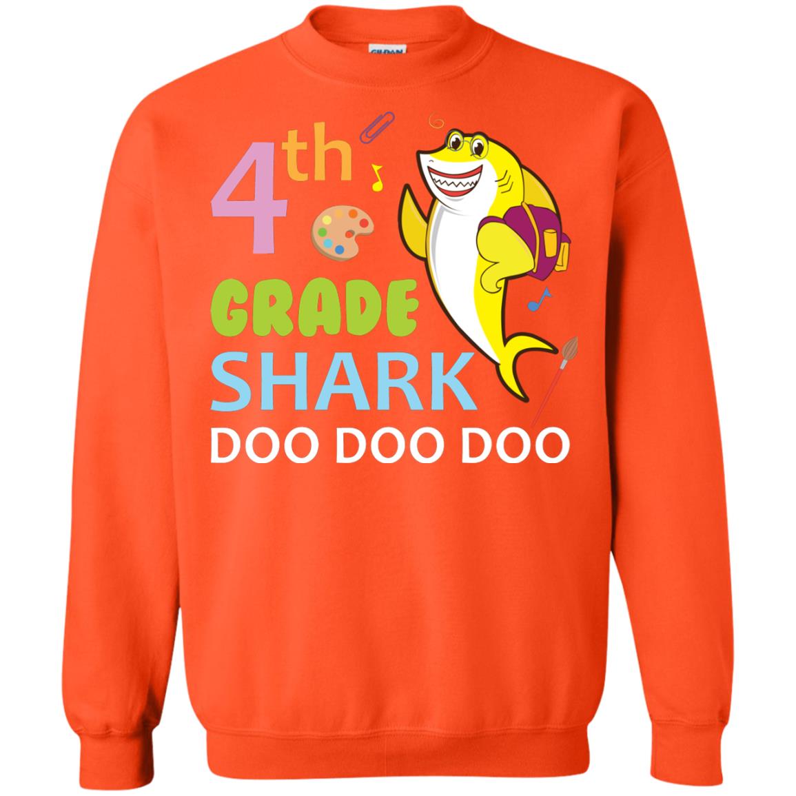 4th Grade Shark Doo Doo Doo Back To School T-shirt Orange