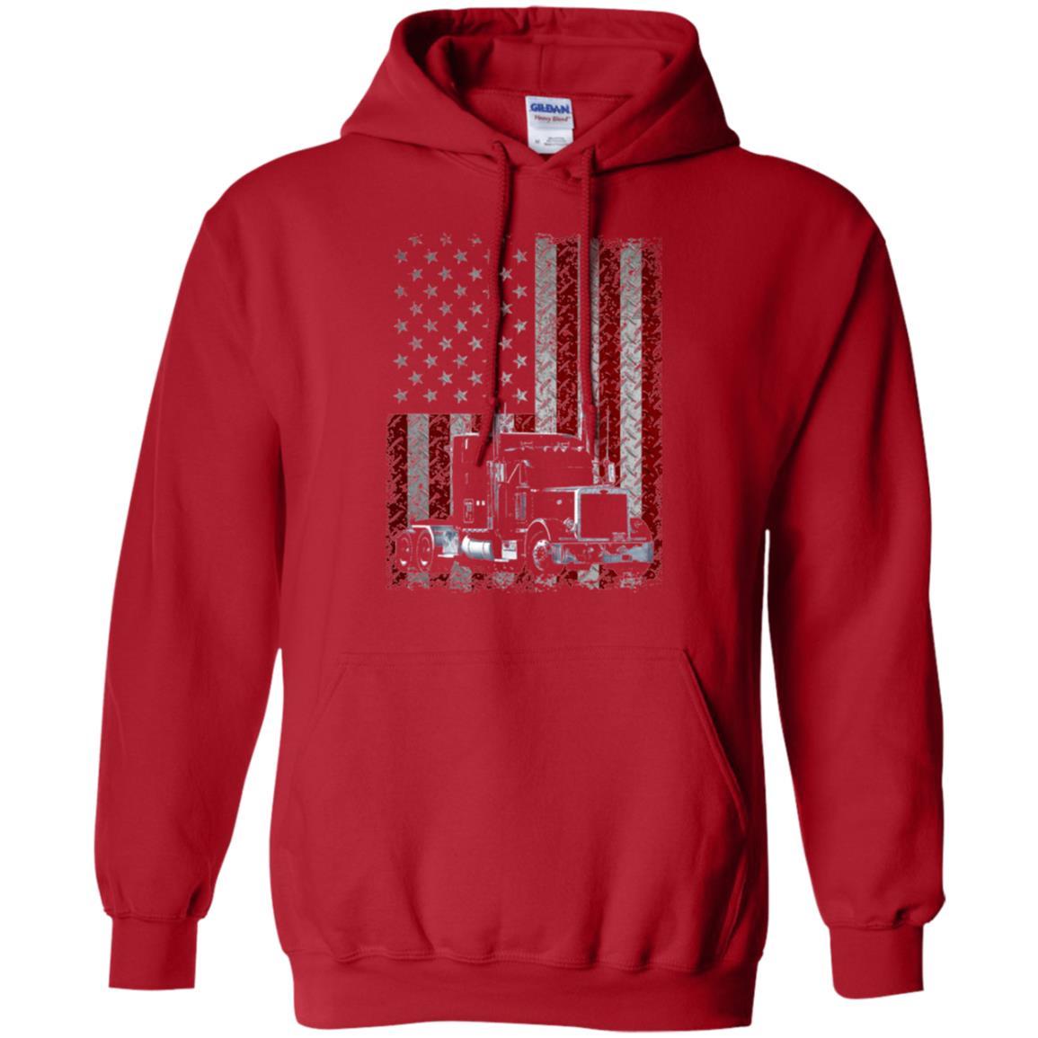Trucker T-shirt Truck Driver American Flag Red