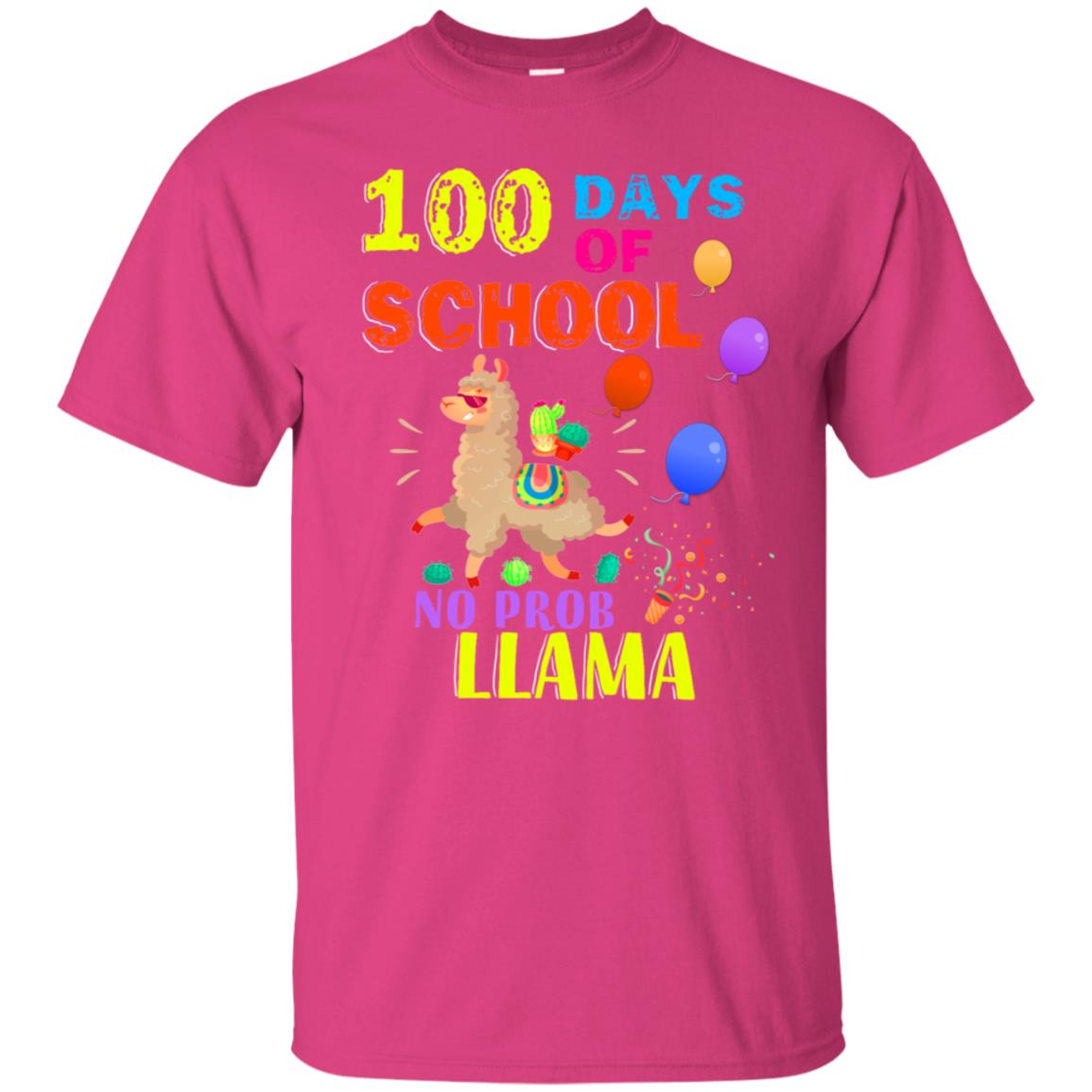 100 Days Of School No Probllama Shirt Heliconia